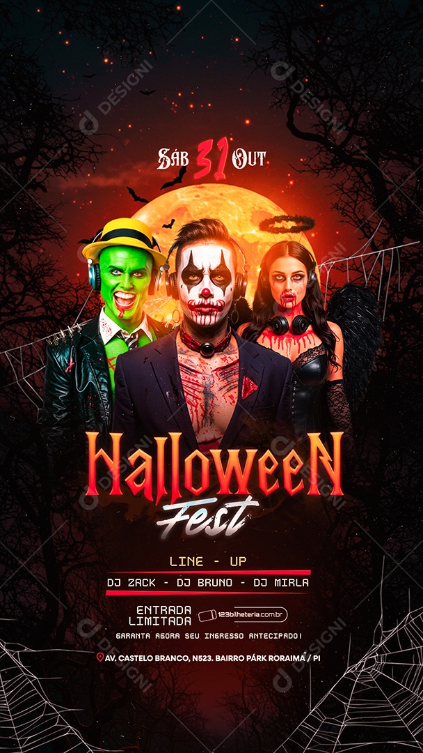 Story Flyer Próximos Shows Halloween Fest Social Media PSD Editável