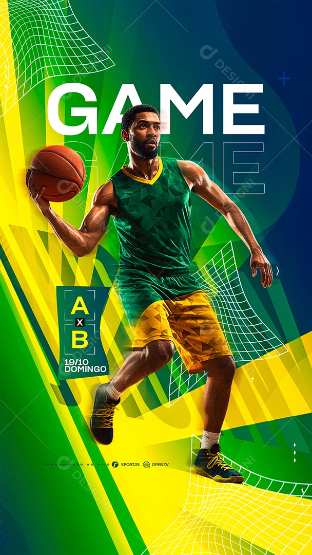 Story Basketball Game Domingo Social Media PSD Editável