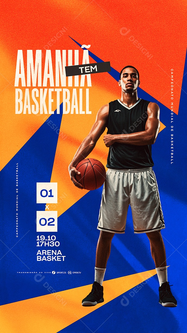 Story Amanhã Tem Basketball Arena Basket Social Media PSD Editável