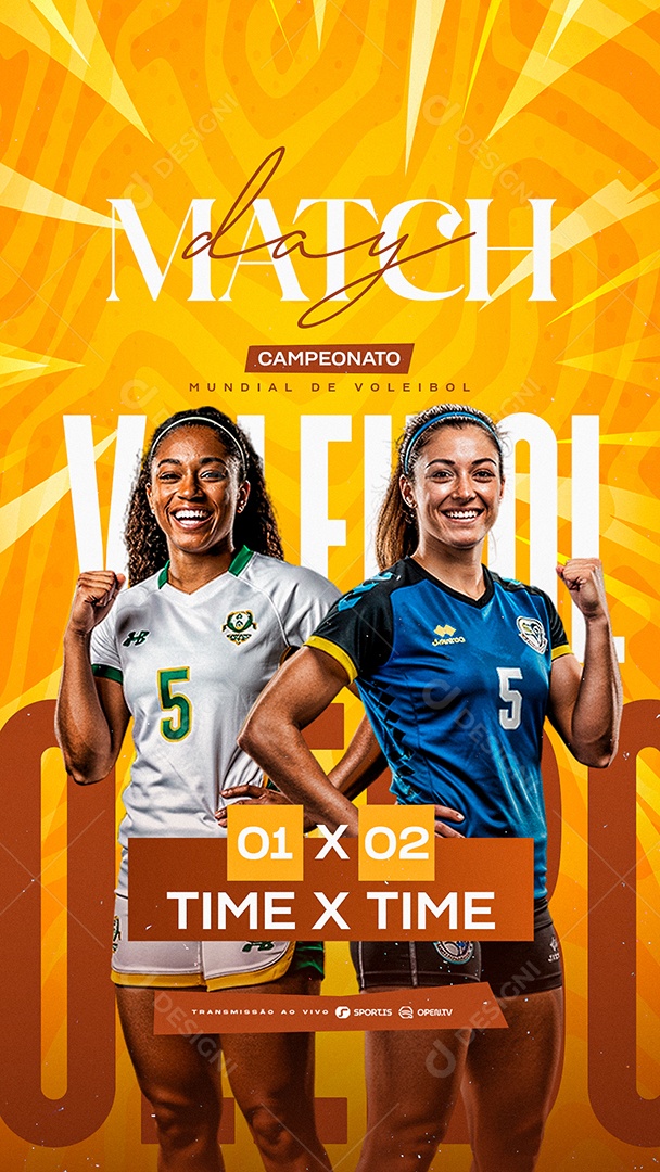 Story Campeonato de Volleyball Feminino Match Day Social Media PSD Editável