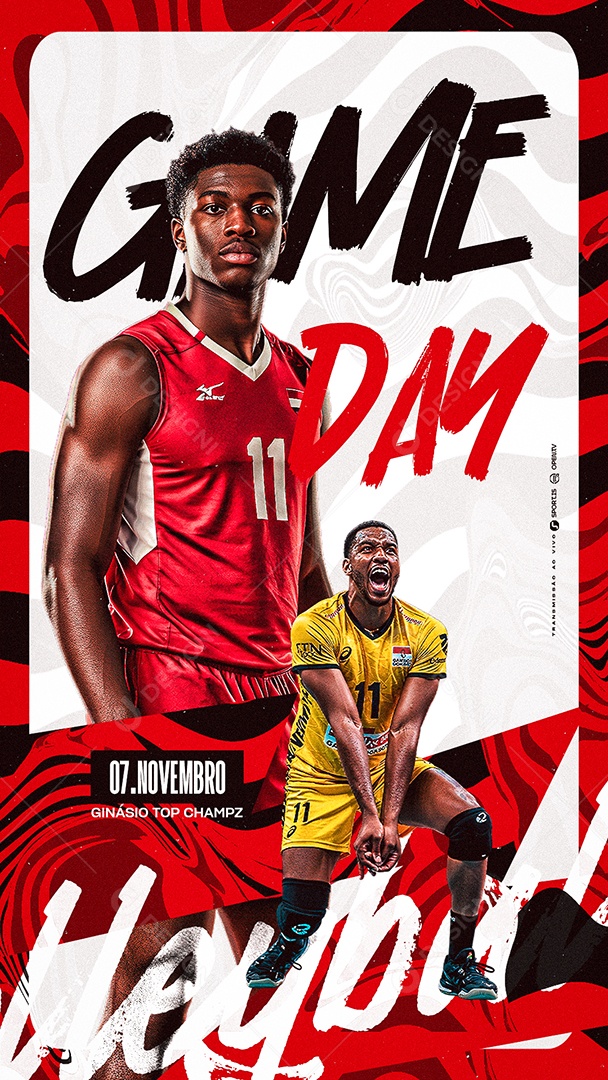 Story Campeonato de Volleyball Masculino Game Day Social Media PSD Editável