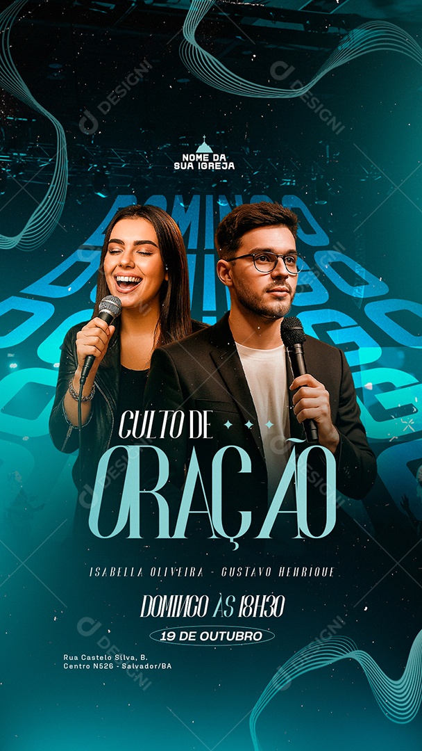 Story Flyer Gospel Culto de Oração Social Media PSD Editável