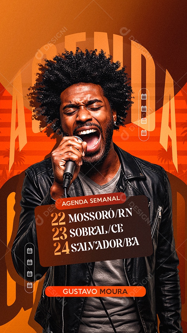 Story Flyer Gospel Agenda Semanal Gustavo Moura Social Media PSD Editável