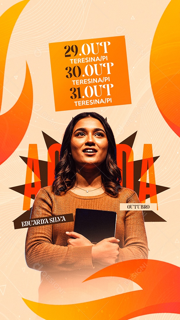 Story Flyer Gospel Agenda Outubro Eduarda Silva Social Media PSD Editável