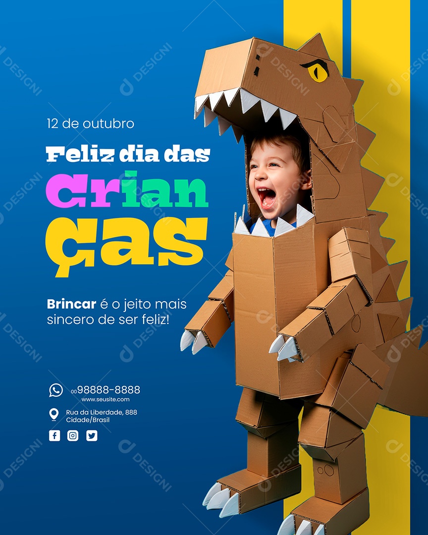 Dia das Crianças 12 de Outubro Brincar é o Jeto mais Sincero Social Media PSD Editável