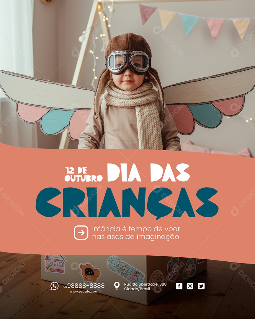 Dia das Crianças 12 de Outubro Infância é Tempo Social Media PSD Editável