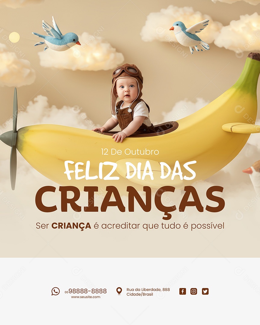 Dia das Crianças 12 de Outubro Ser Criança é Acreditar que tudo é possível Social Media PSD Editável