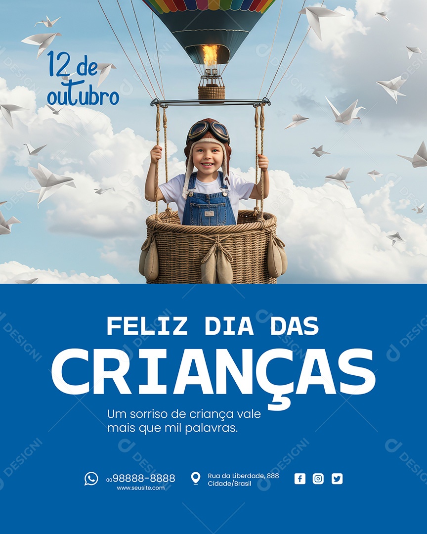 Dia das Crianças 12 de Outubro um Sorriso de Criança Social Media PSD Editável