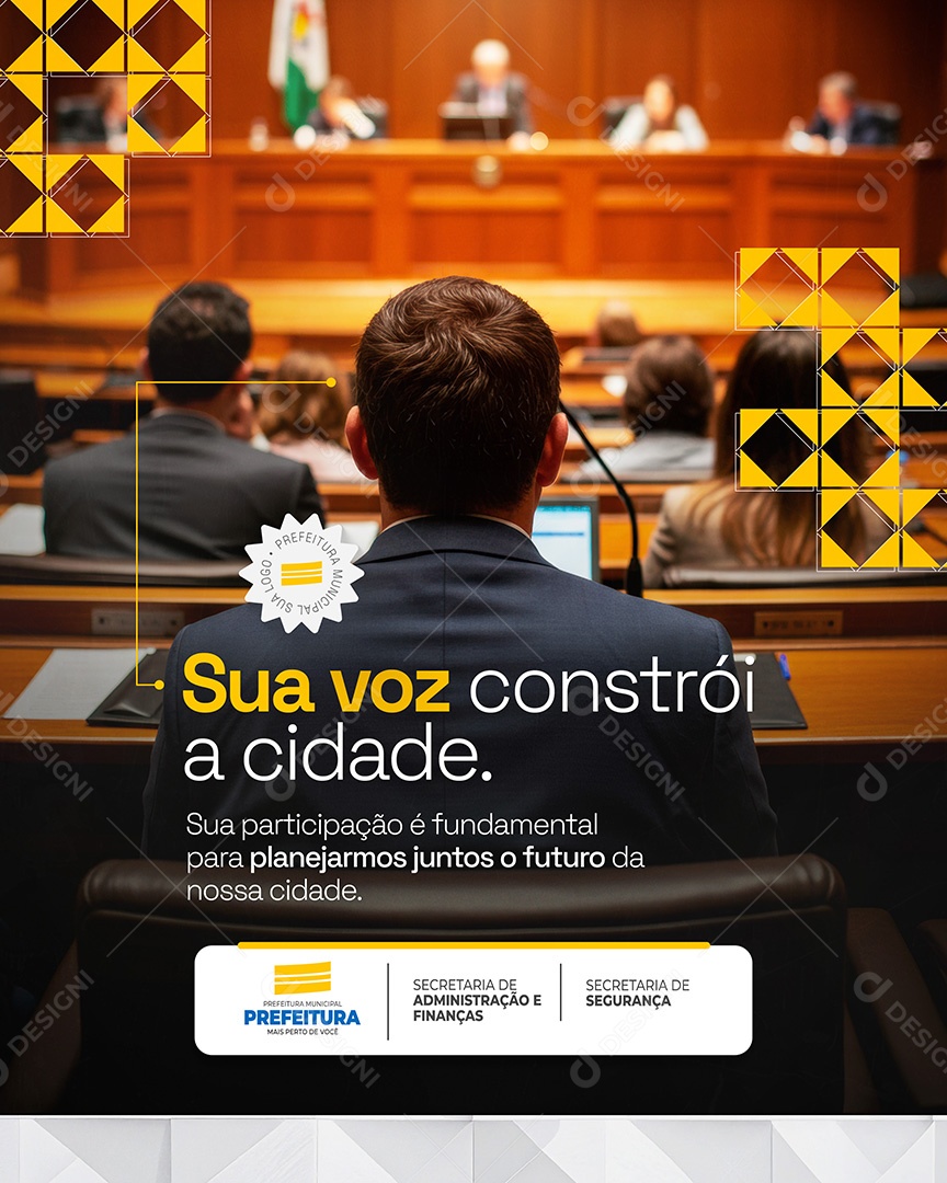 Prefeitura Municipal Sua Voz Constrói a Cidade Social Media PSD Editável