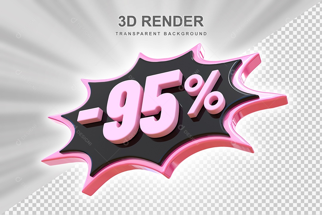 Elemento 3D -95% Preto E Rosa para Composição PSD Editável