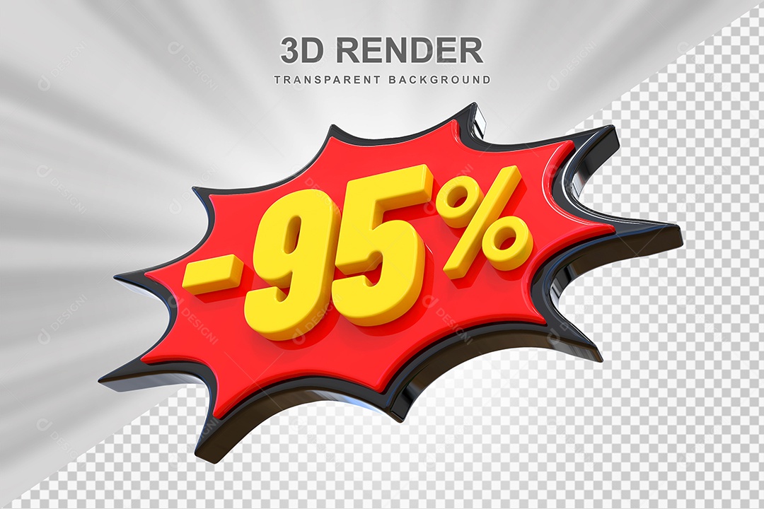 Elemento 3D -95% Vermelho Preto E Amarelo para Composição PSD Editável