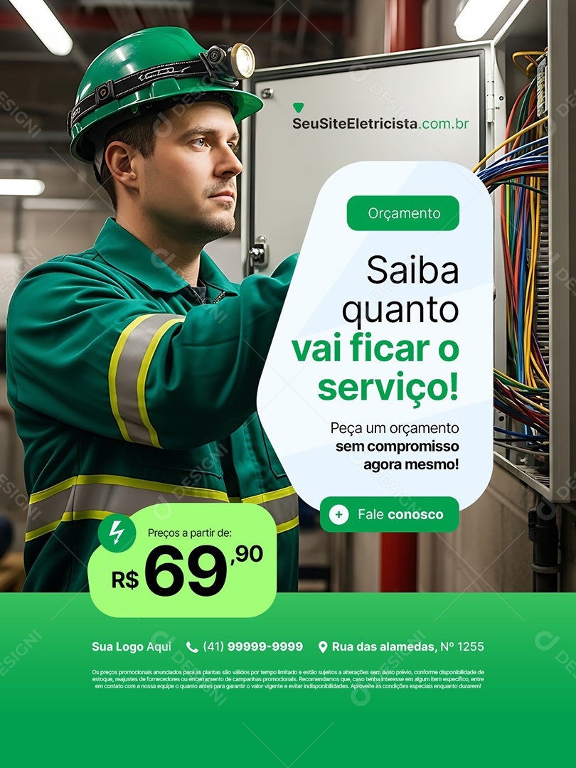Eletricista Saiba Quanto Vai Ficar o Serviço Social Media PSD Editável