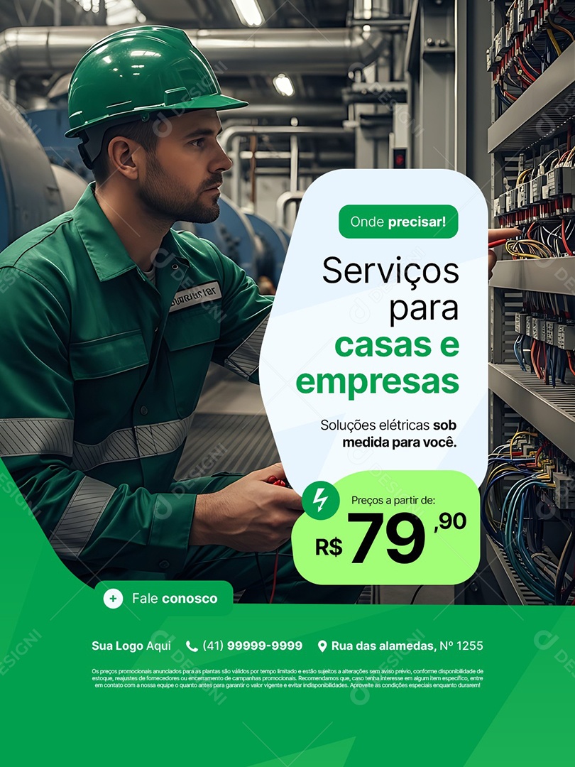 Eletricista Serviços para Casas e Empresas Social Media PSD Editável