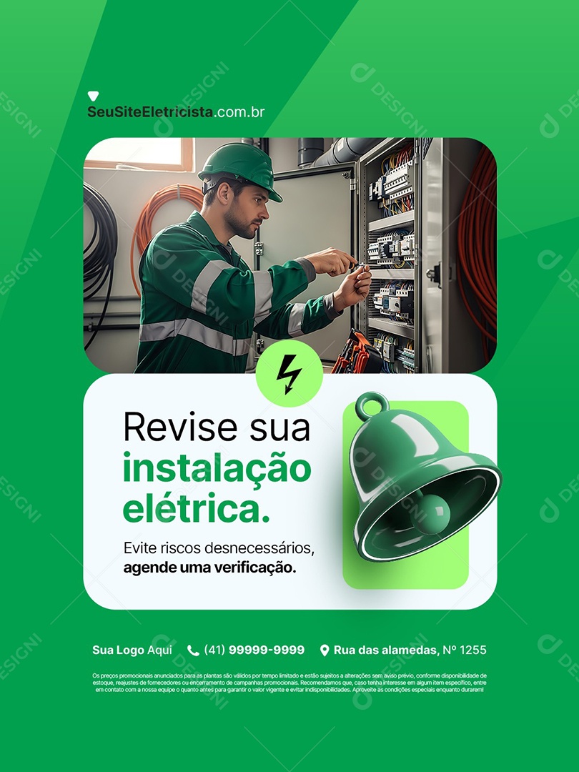 Eletricista Revise Sua Instalação Elétrica Social Media PSD Editável