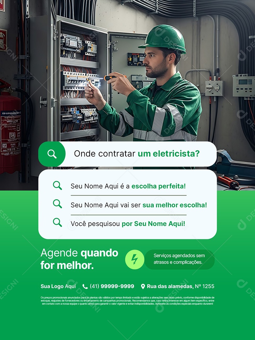 Onde Contratar um Eletricista Social Media PSD Editável