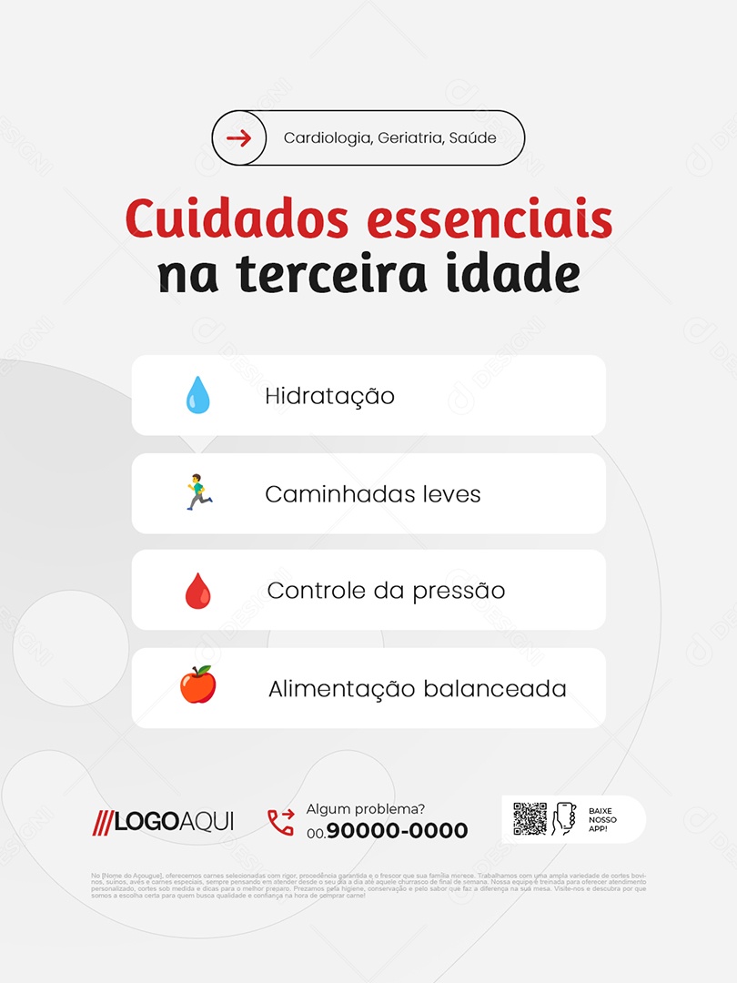 Cardiologia Cuidados Essenciais na Terceira Idade Social Media PSD Editável