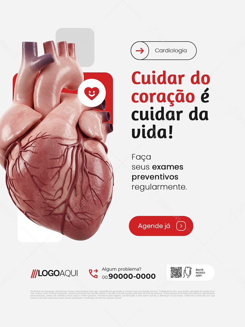 Cardiologia Cuidar do Coração é Cuidar da Vida Social Media PSD Editável