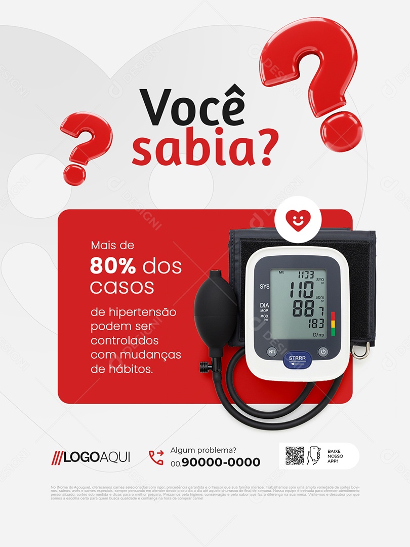 Cardiologia Você Sabia Mais de 80% dos Casos de Hipertensão Social Media PSD Editável