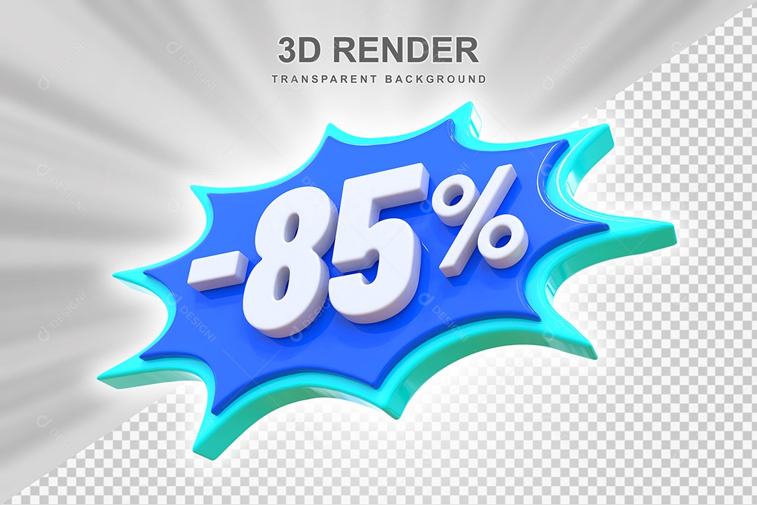 Elemento 3D -85% Branco E Azul para Composição PSD Editável