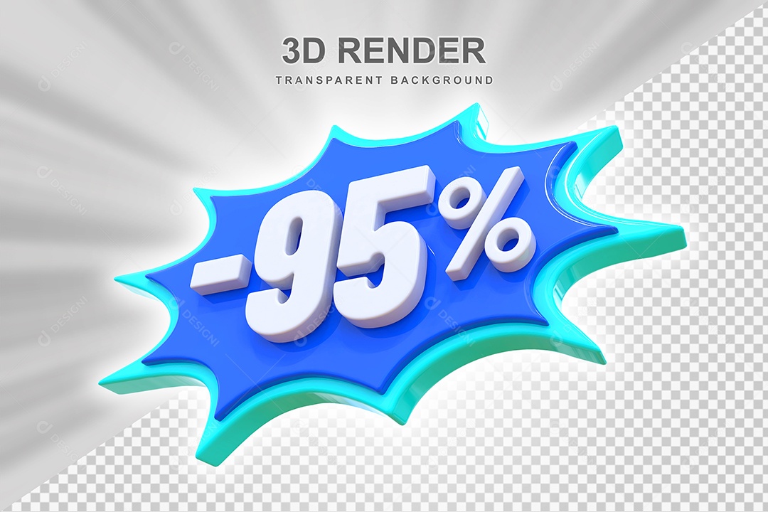 Elemento 3D -95% Branco E Azul para Composição PSD Editável