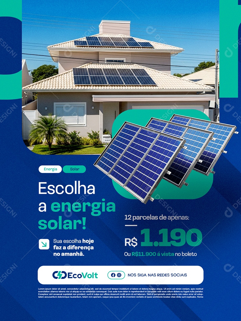 Escolha a Energia Solar Sua Escolha Hoje Faz a Diferença no Amanhã Social Media PSD Editável