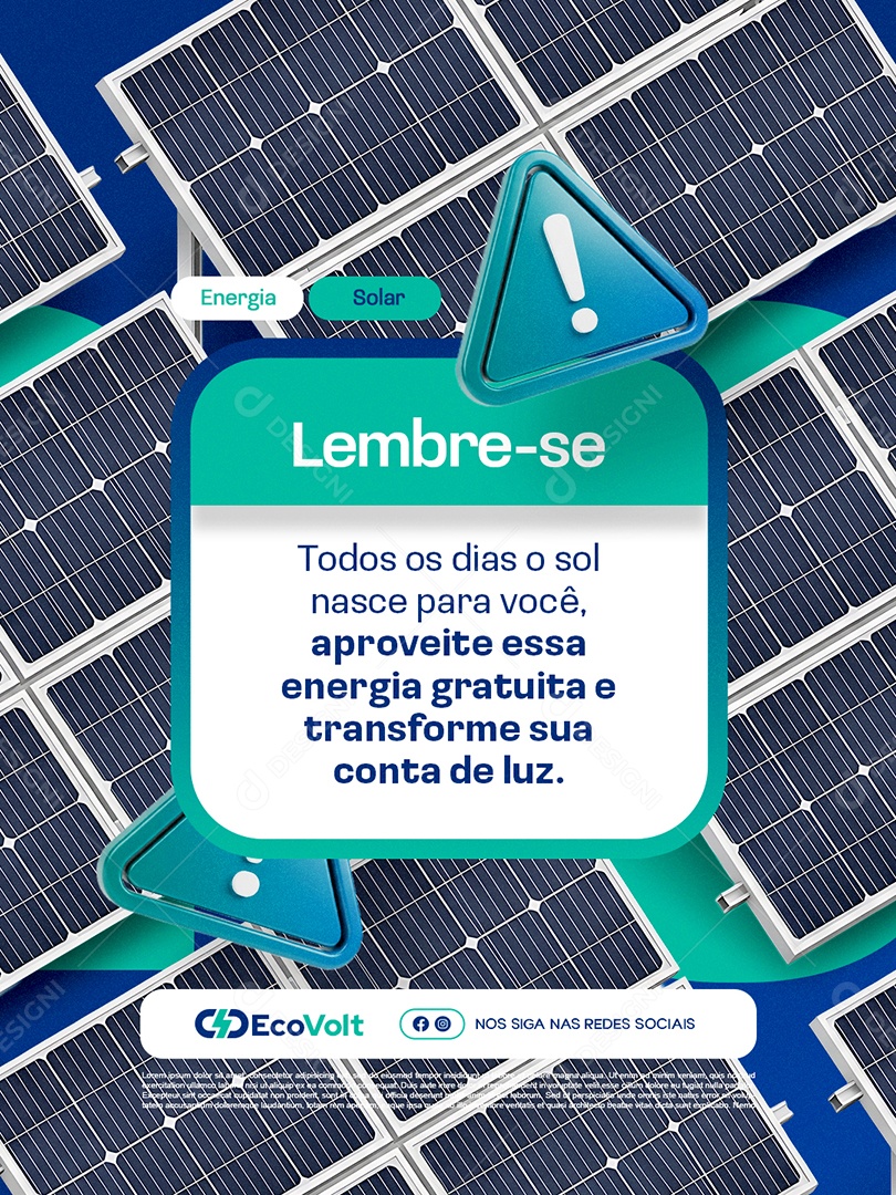 Energia Solar Lembre-Se Todos os Dias Social Media PSD Editável