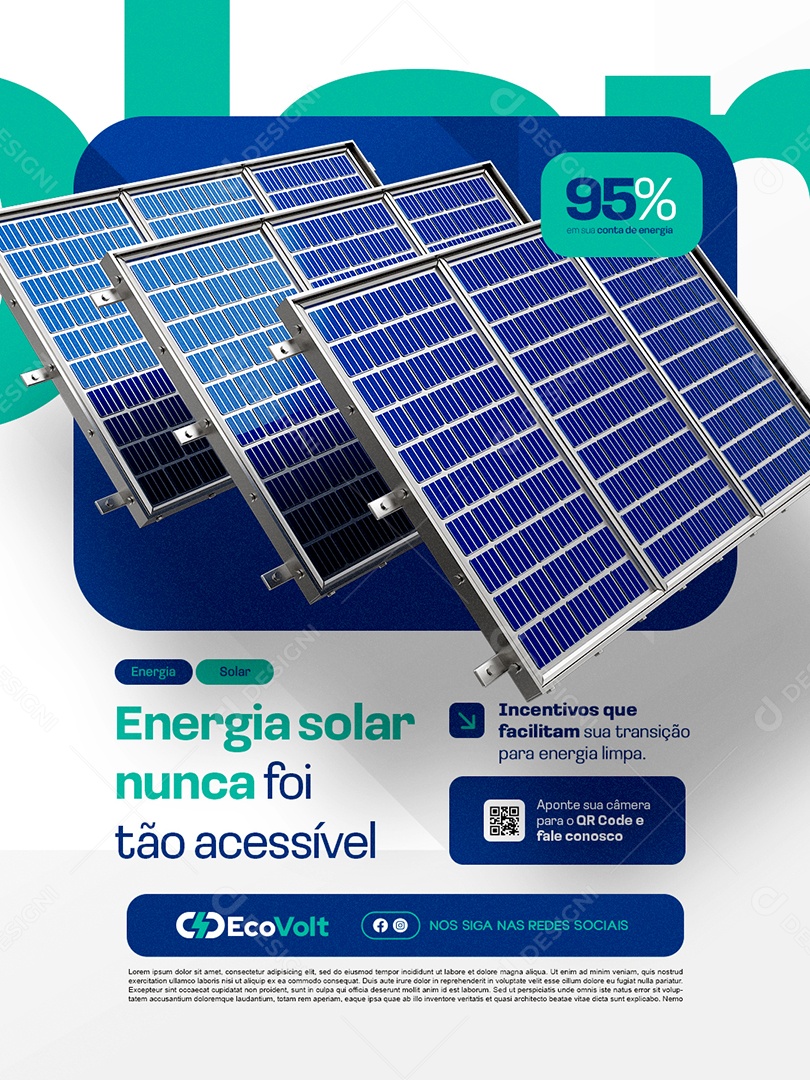 Energia Solar Nunca Foi Tão Acessível Social Media PSD Editável