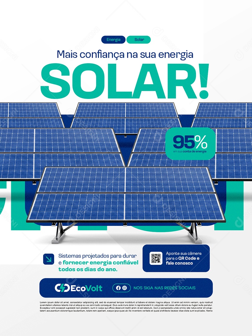 Mais Confiança na Sua Energia Solar Social Media PSD Editável