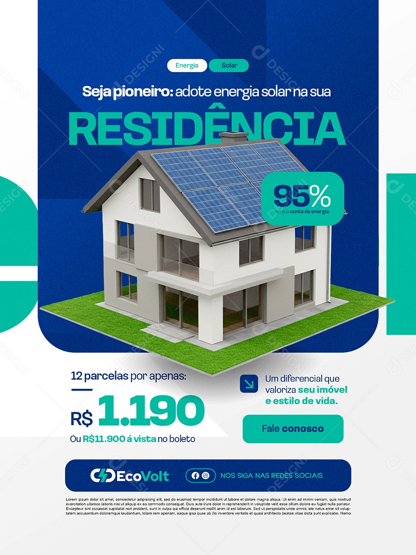 Seja Pioneiro Adote Energia Solar na Sua Residência Social Media PSD Editável