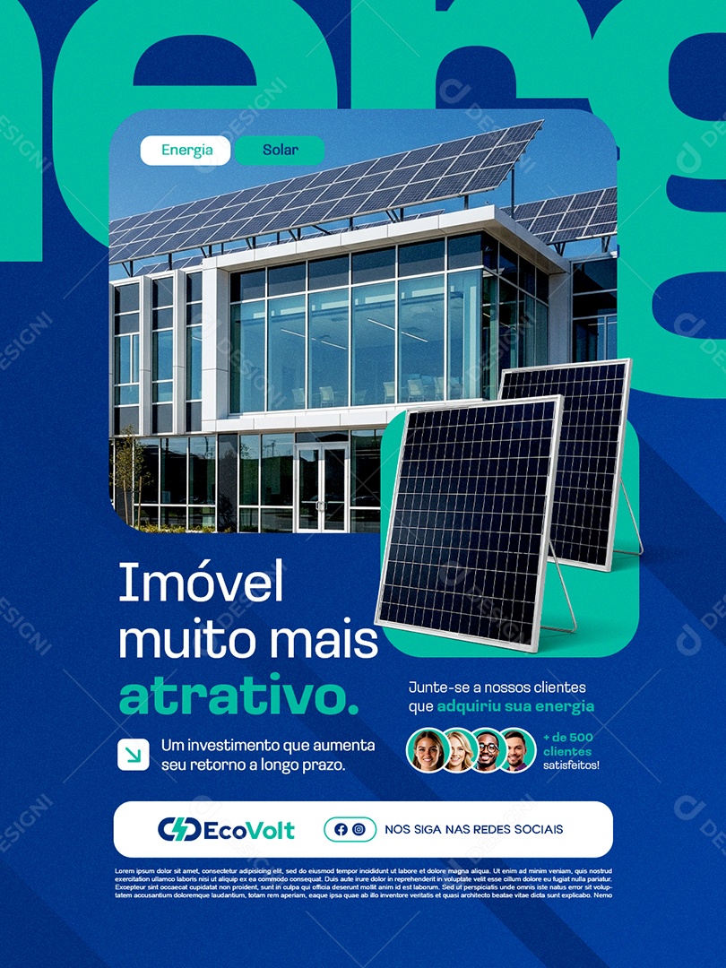 Energia Solar Imóvel Muito Mais Atrativo Social Media PSD Editável