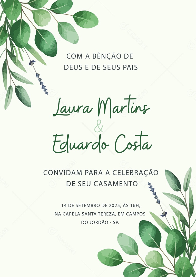Convite de Casamento Laura Martins e Eduardo Costa EPS + AI Editável