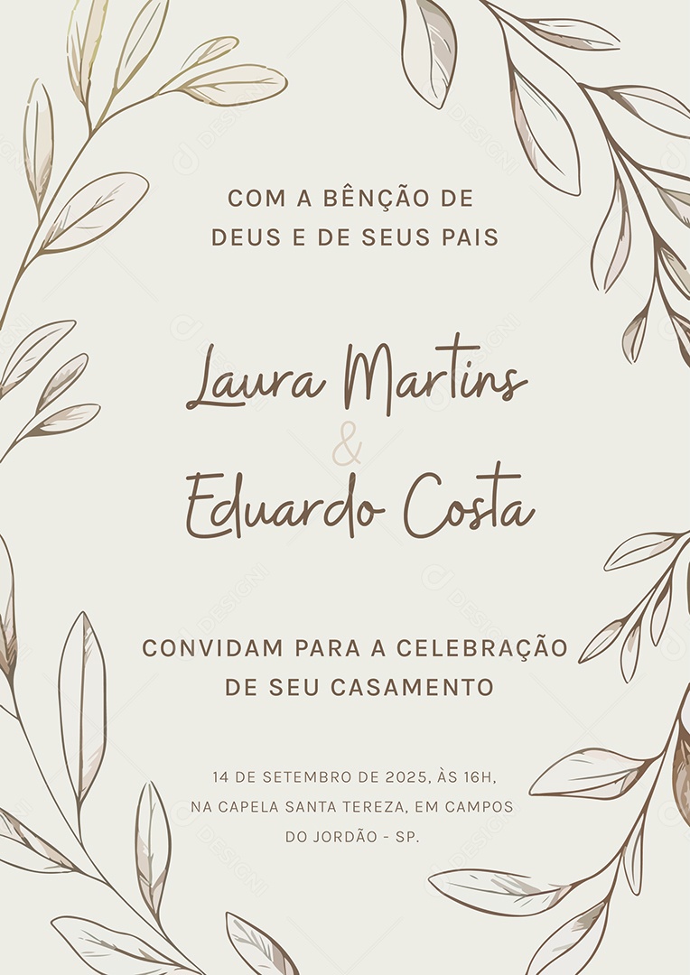 Convite de Casamento Laura Martins e Eduardo Costa EPS + AI Editável