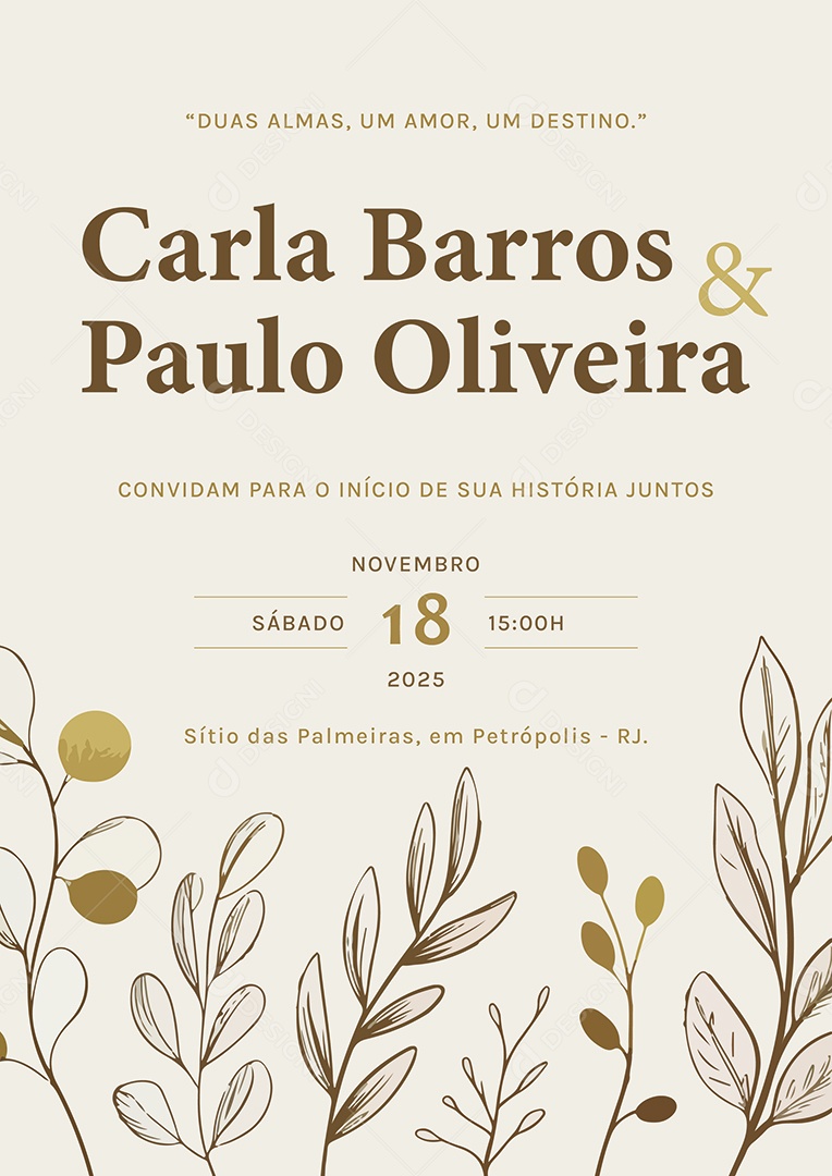 Convite de Casamento Carla Barros e Paulo Oliveira EPS + AI Editável