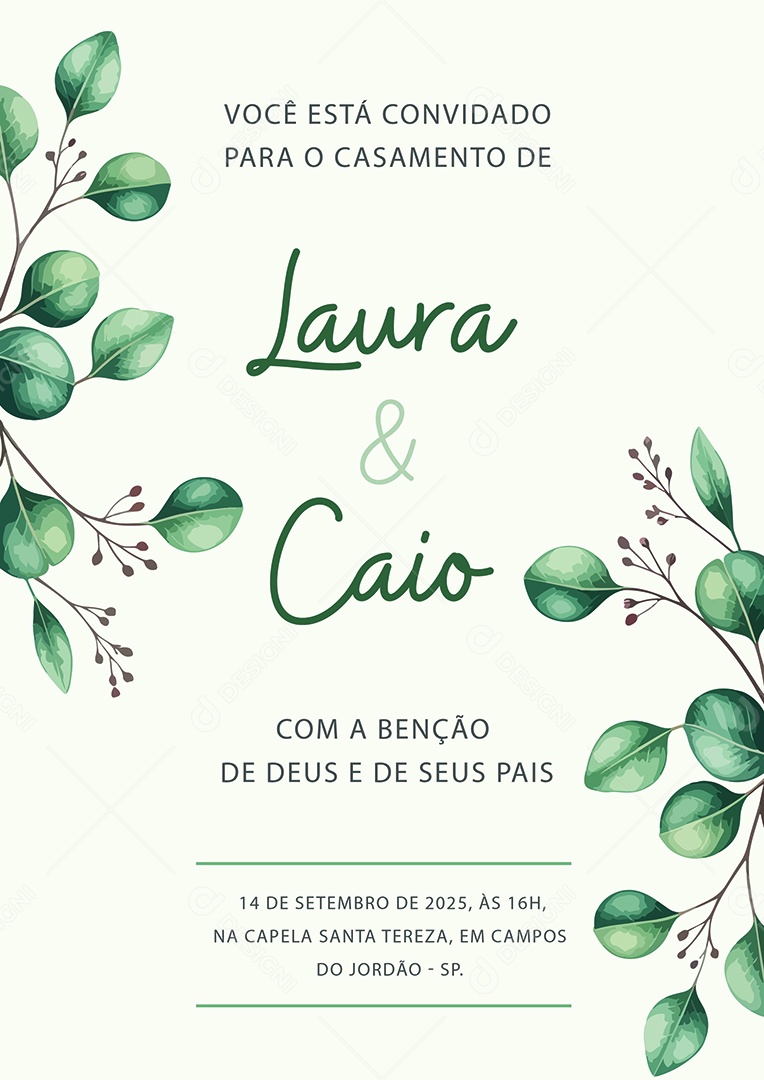 Convite de Casamento Laura e Caio EPS + AI Editável