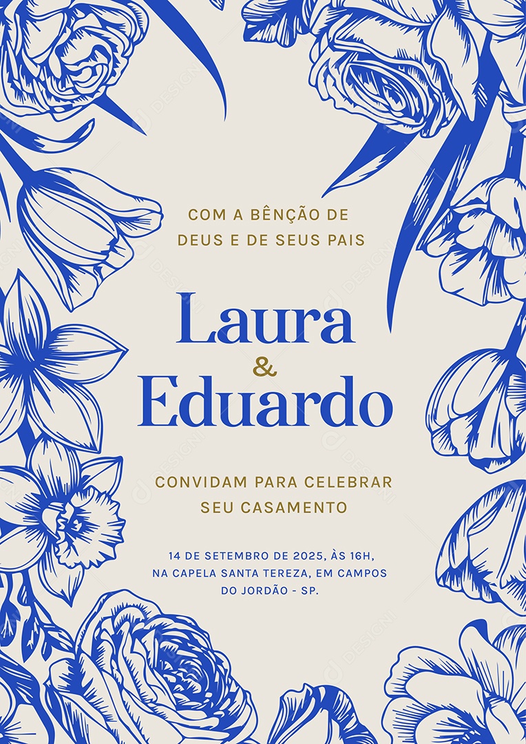 Convite de Casamento Laura e Eduardo EPS + AI Editável