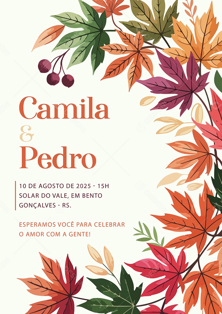 Convite de Casamento Camila e Pedro EPS + AI Editável