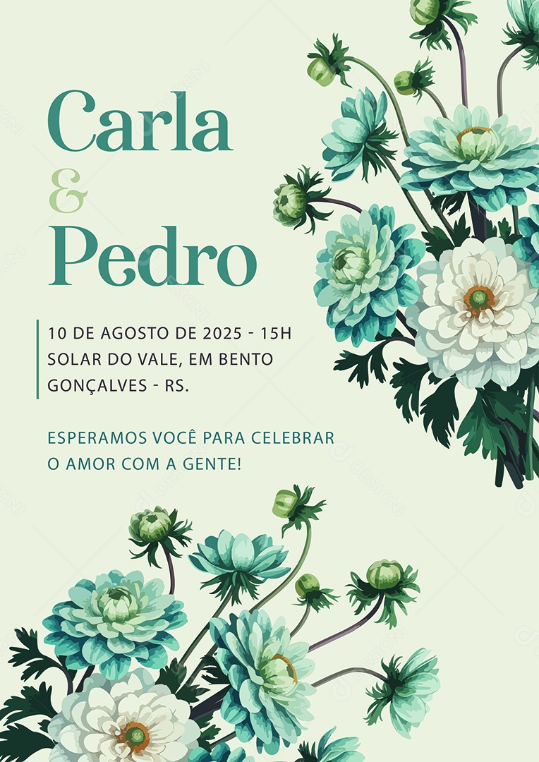 Convite de Casamento Carla e Pedro EPS + AI Editável