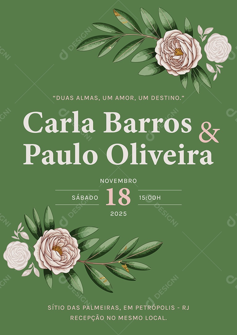 Convite de Casamento Carla Barros e Paulo Oliveira EPS + AI Editável
