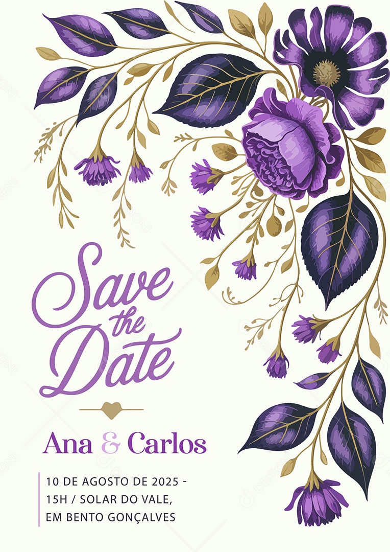 Convite de Casamento Save The Date Ana e Carlos EPS + AI Editável
