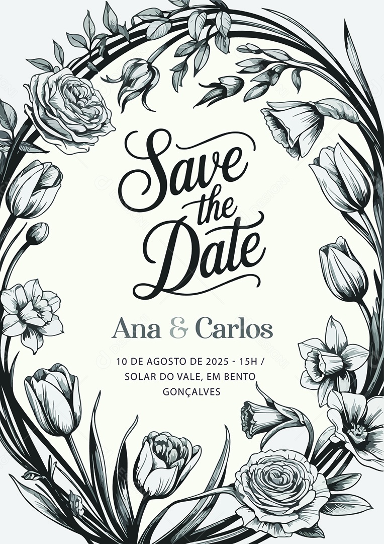 Convite de Casamento Save The Date Ana e Carlos EPS + AI Editável