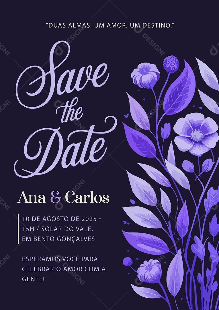 Convite de Casamento Save The Date Ana e Carlos EPS + AI Editável