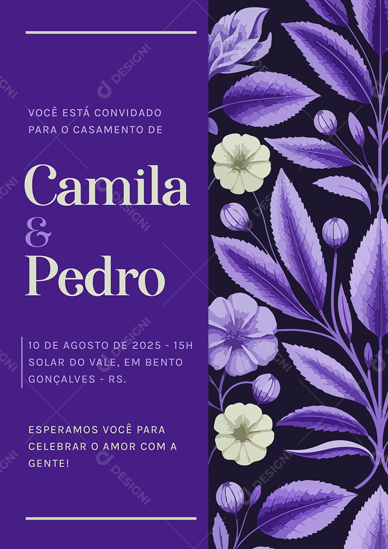 Convite de Casamento Camila e Pedro EPS + AI Editável