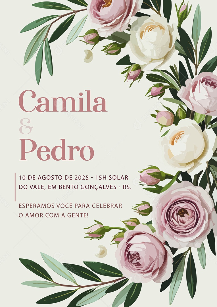 Convite de Casamento Camila e Pedro EPS + AI Editável