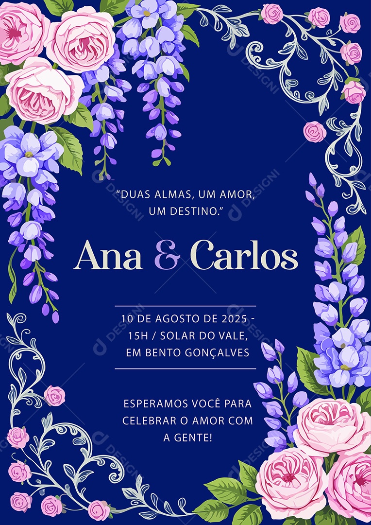 Convite de Casamento Ana e Carlos EPS + AI Editável