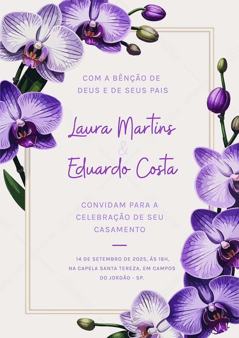 Convite de Casamento Laura Martins e Eduardo Costa EPS + AI Editável