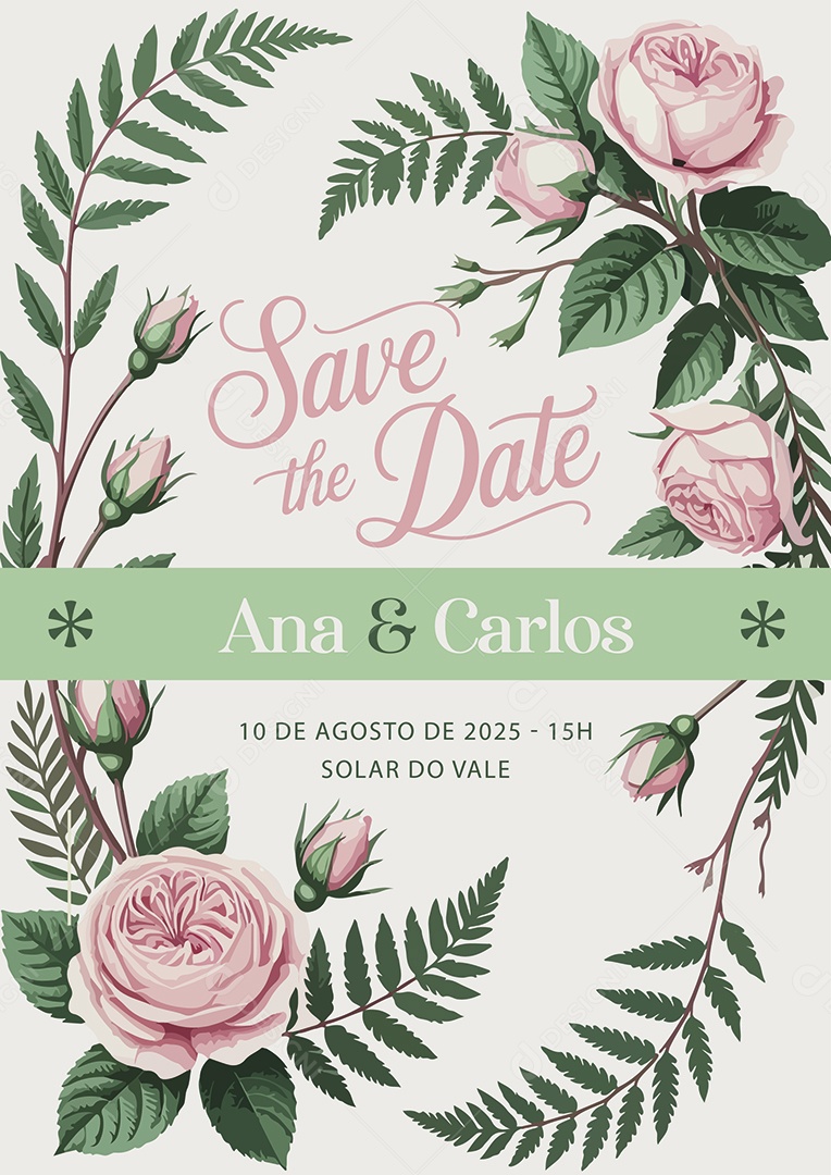 Convite de Casamento Save The Date Ana e Carlos EPS + AI Editável