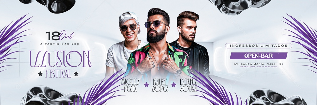 Carrossel Flyer Próximos Shows Illusion Festival Social Media PSD Editável