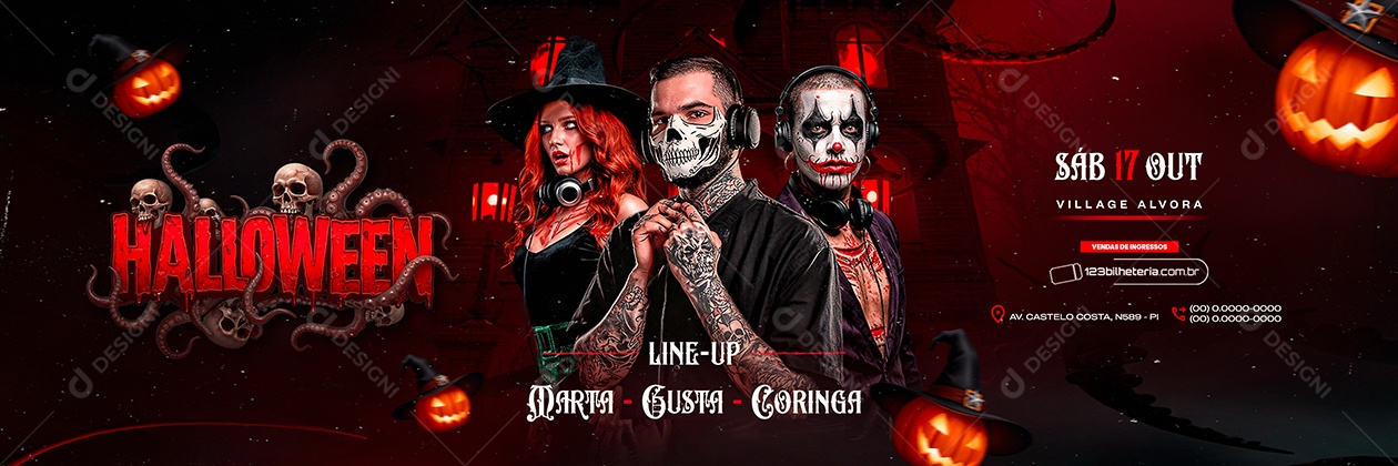 Carrossel Flyer Próximos Shows Halloween Social Media PSD Editável