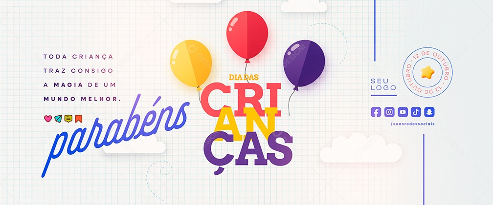 Carrossel Dia das Crianças 12 de Outubro Parabéns Social Media PSD Editável