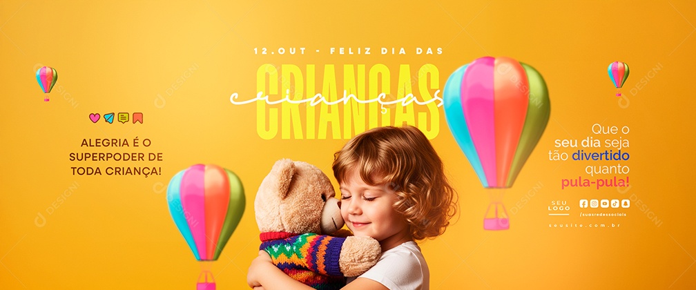 Carrossel Feliz Dia das Crianças 12 de Outubro Social Media PSD Editável